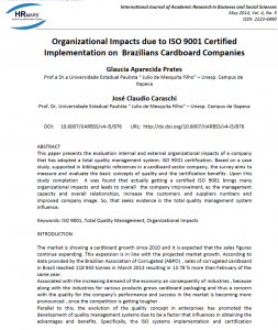 ISO 9001 certification has significant effect on Brazilian cardboard companies