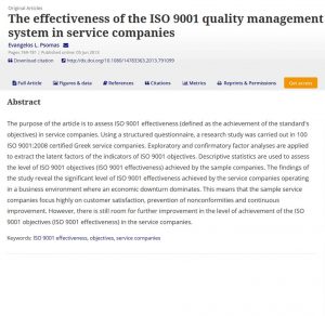 ISO 9001 improves Greek service companies’ performance during economic downturn